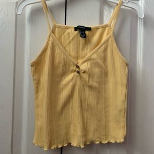 Forever 21 cropped spaghetti strap light yellow tank top